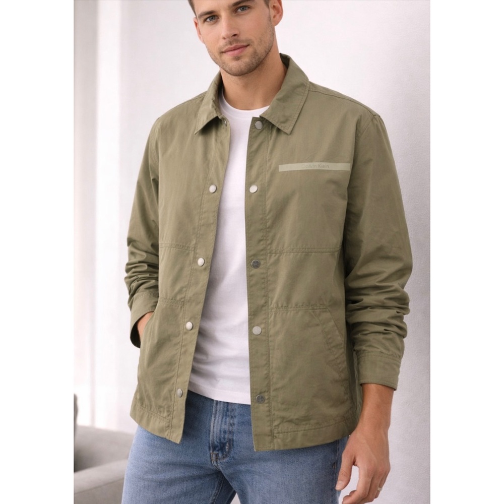 “Calvin Klein Men’s Olive Utility Jacket Lightweight Snap size S (men) women’s L